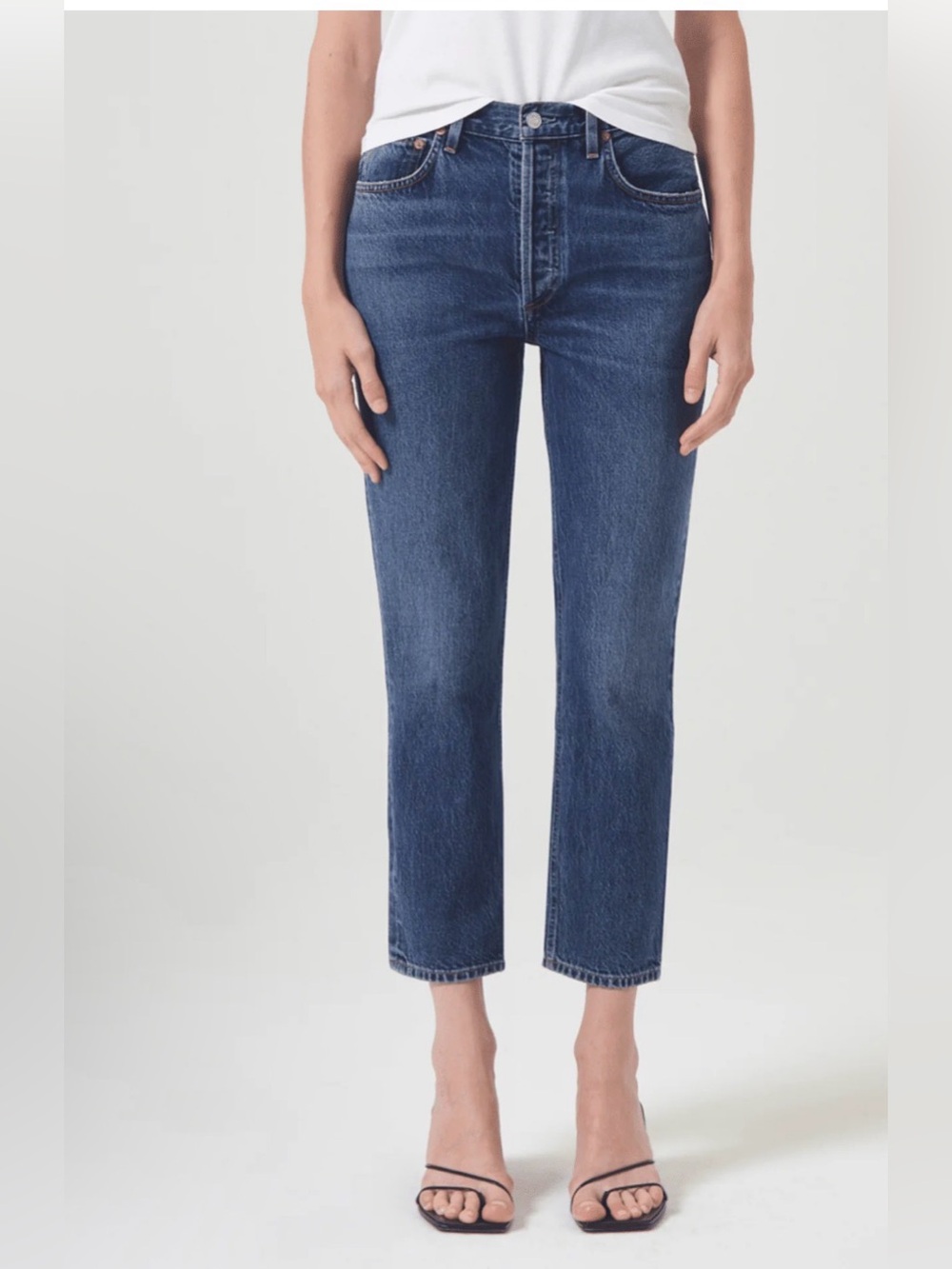 AGOLDE Riley Crop: High Rise Straight Jeans color:Control Size 27